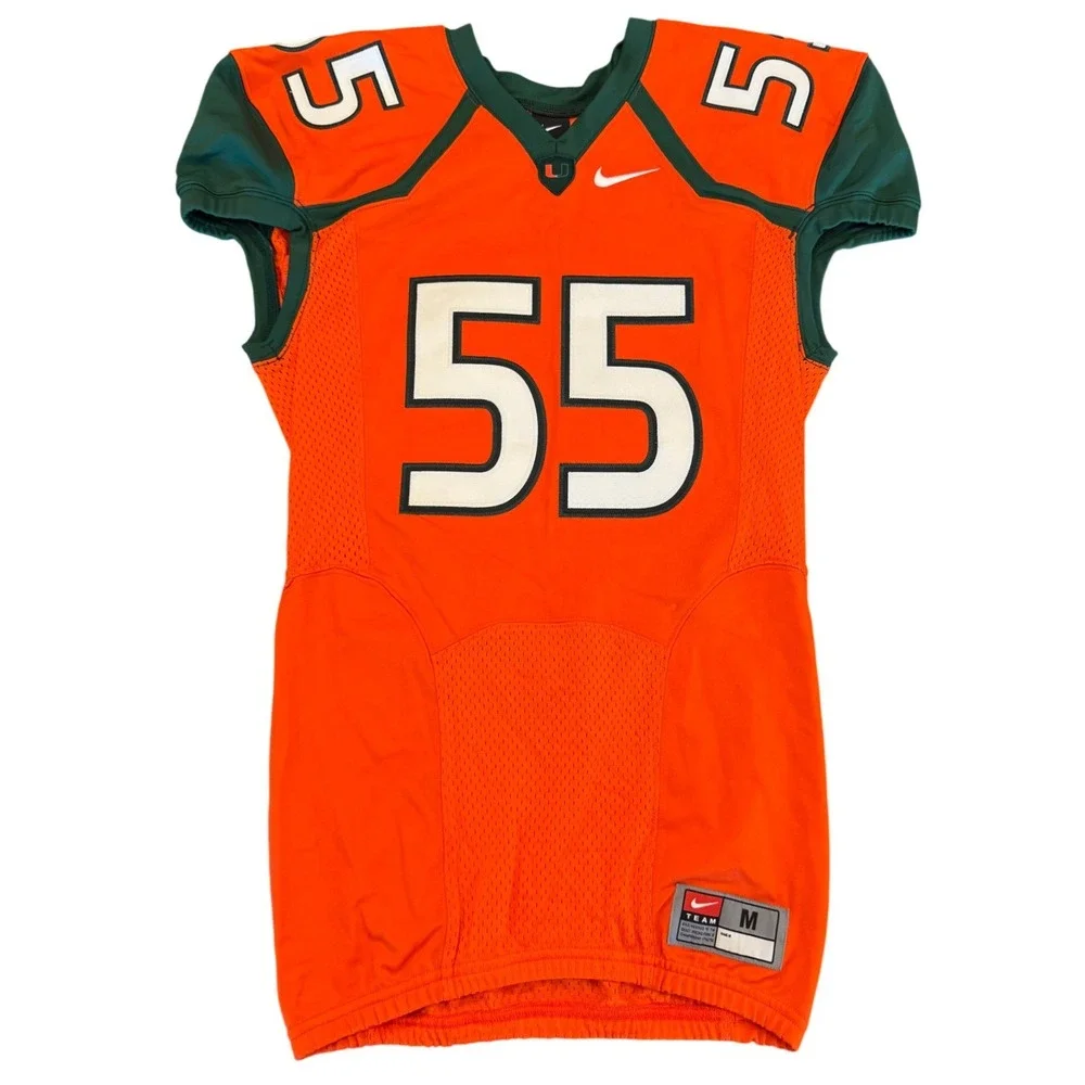 Nike Miami Hurricanes Football Jersey Orange Green #55 Mens Medium